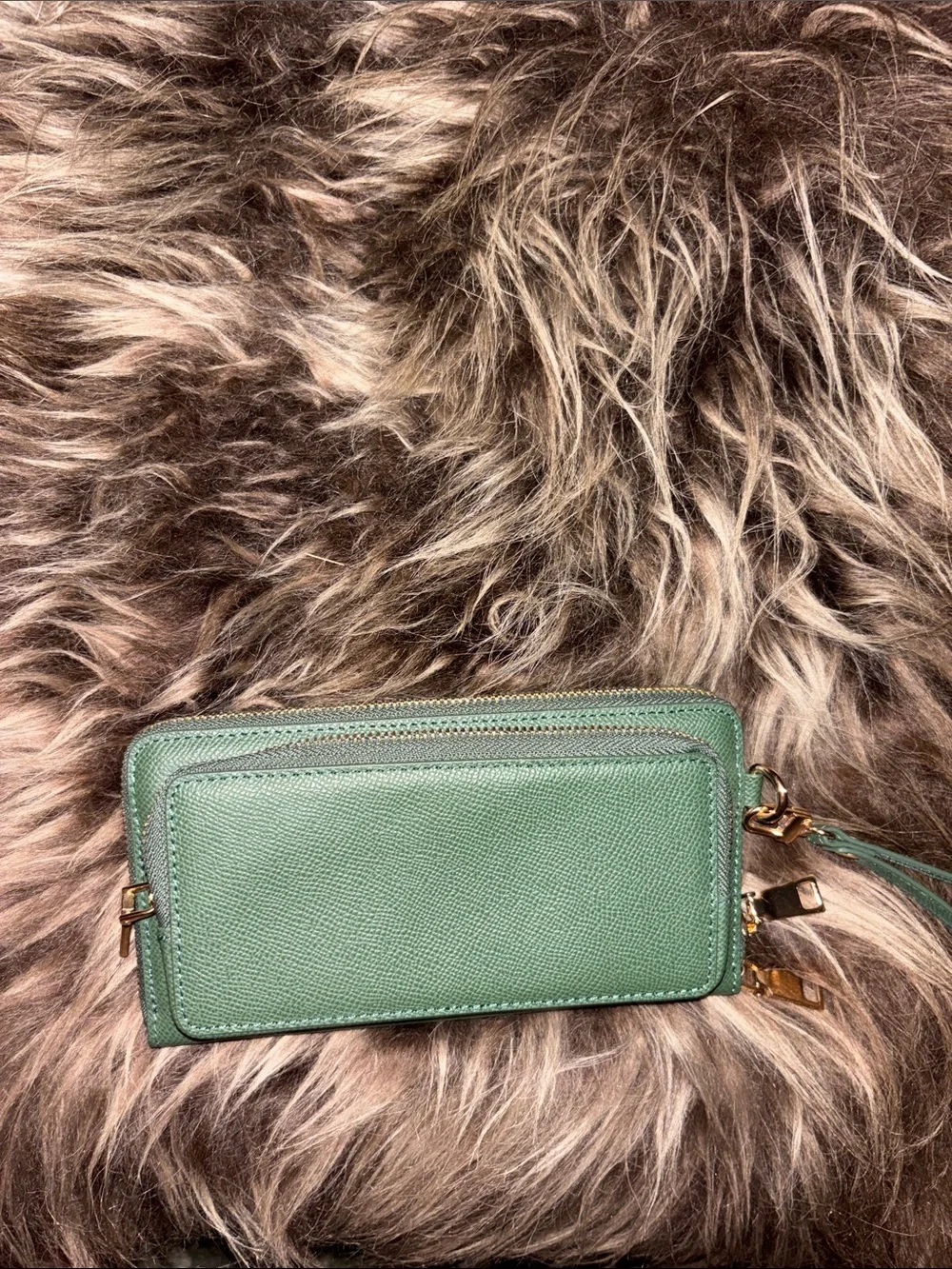 Green Leather Wristlet Wallet